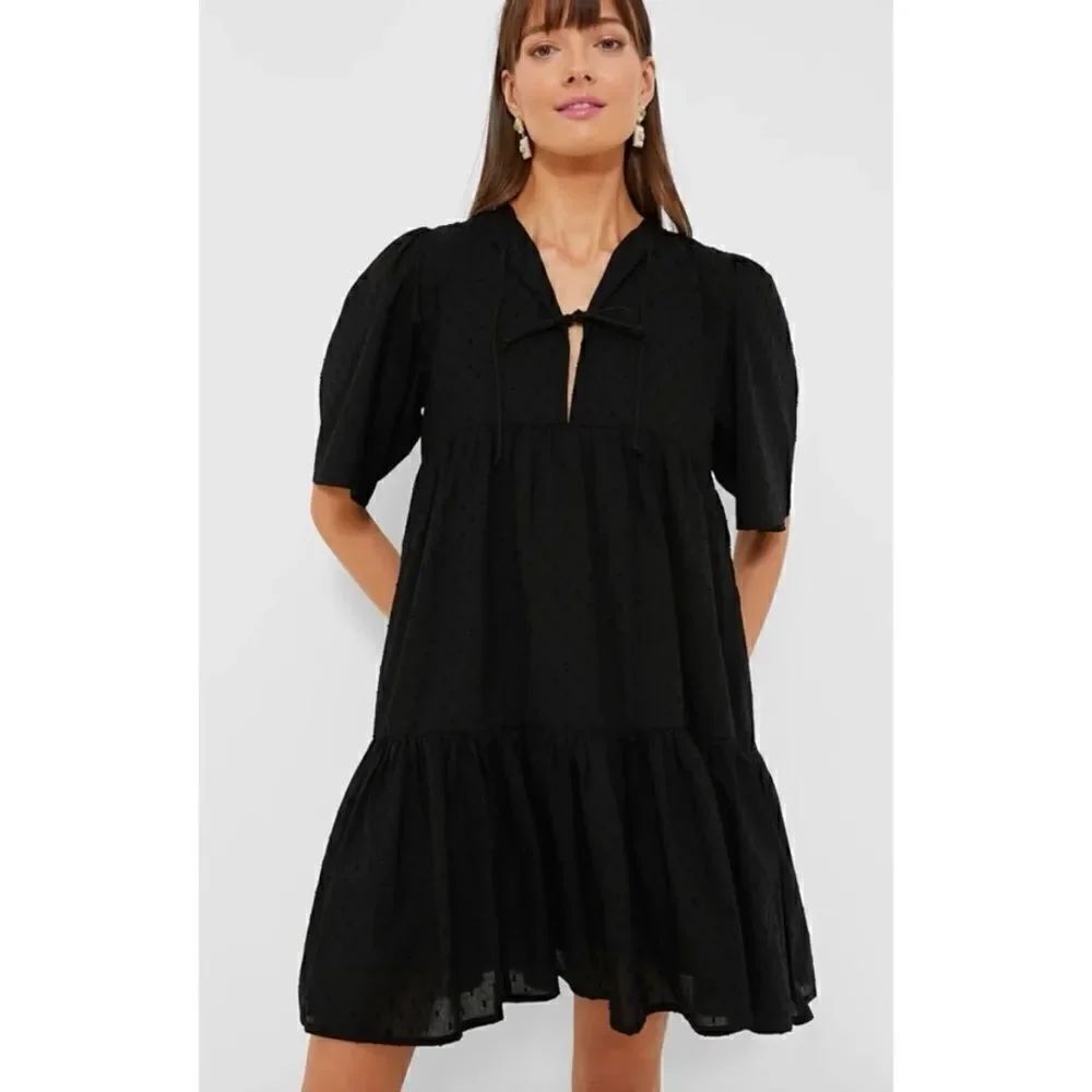 Emerson Fry ISLA  Black Swiss Dot Dress Size M/L